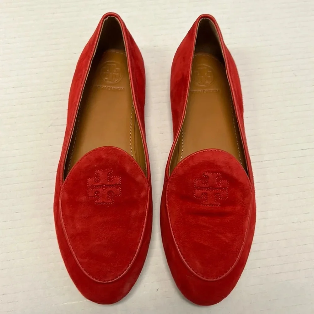 Tory Burch suede red loafers